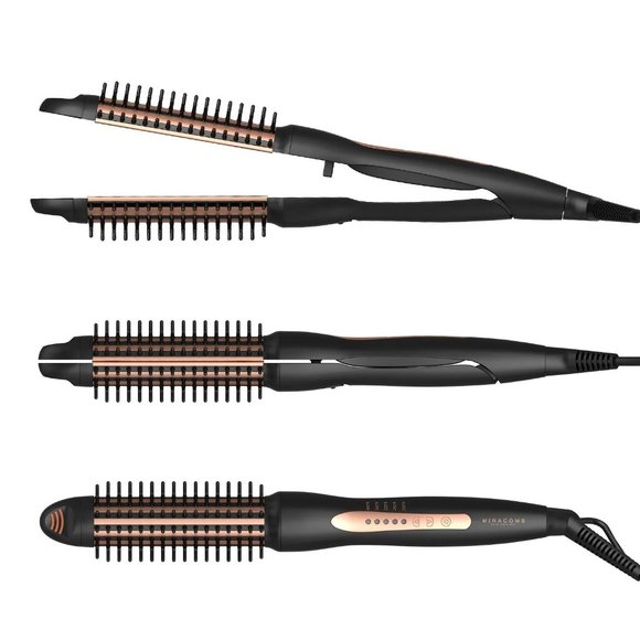 MIRACOMB 3-in-1 Hair Straightener Curling Iron 1.25 Inch Tourmaline Ceramic Flat - Picture 2 of 3